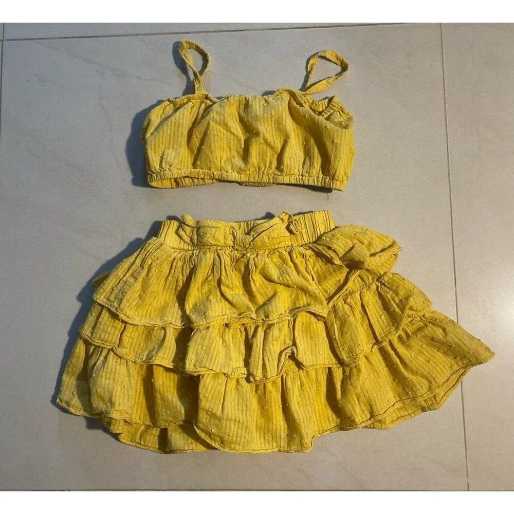 Yellow Top And Skirt Set For Girls